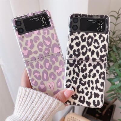 Picture of Slim Case Samsung Galaxy Z Flip 6, Z Flip 4 Z Flip 3, Z Flip 5 Premium Thin Transparent Leopard Hard PC with Non-Slip Grip Protective Phone Cover for Z Flip4 5G