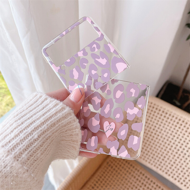 Picture of Slim Case Samsung Galaxy Z Flip 6, Z Flip 4 Z Flip 3, Z Flip 5 Premium Thin Transparent Leopard Hard PC with Non-Slip Grip Protective Phone Cover for Z Flip4 5G