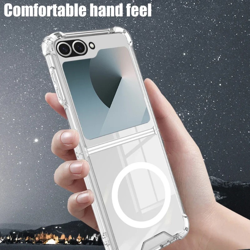 Picture of For Magsafe Wireless Charging Magnetic Case for Samsung Galaxy Z Flip 6 Clear Protective Cover for ZFlip6 Flip6 Shockproof Shell