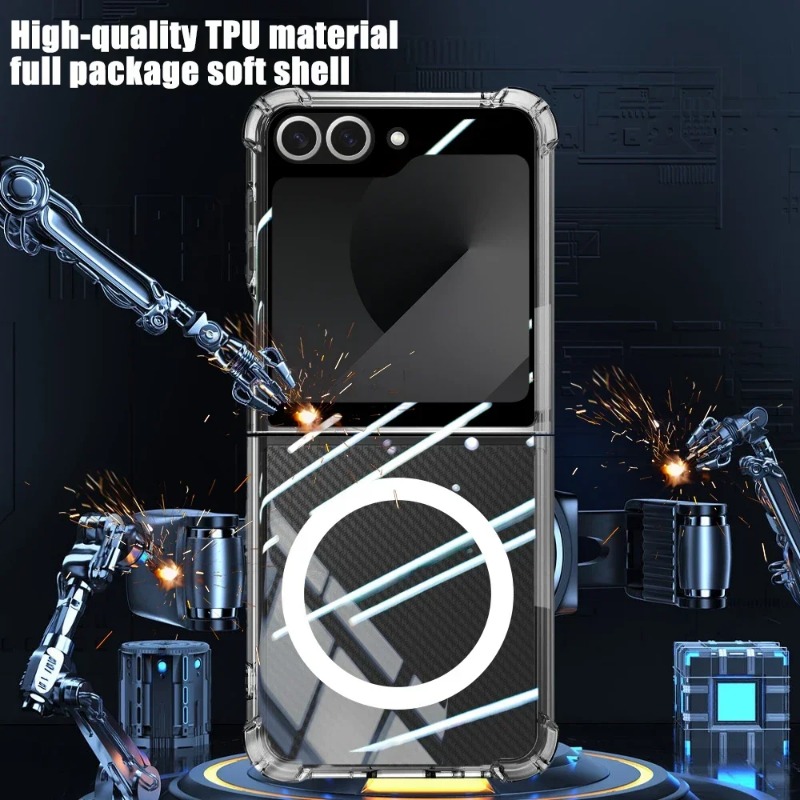 Picture of For Magsafe Wireless Charging Magnetic Case for Samsung Galaxy Z Flip 6 Clear Protective Cover for ZFlip6 Flip6 Shockproof Shell