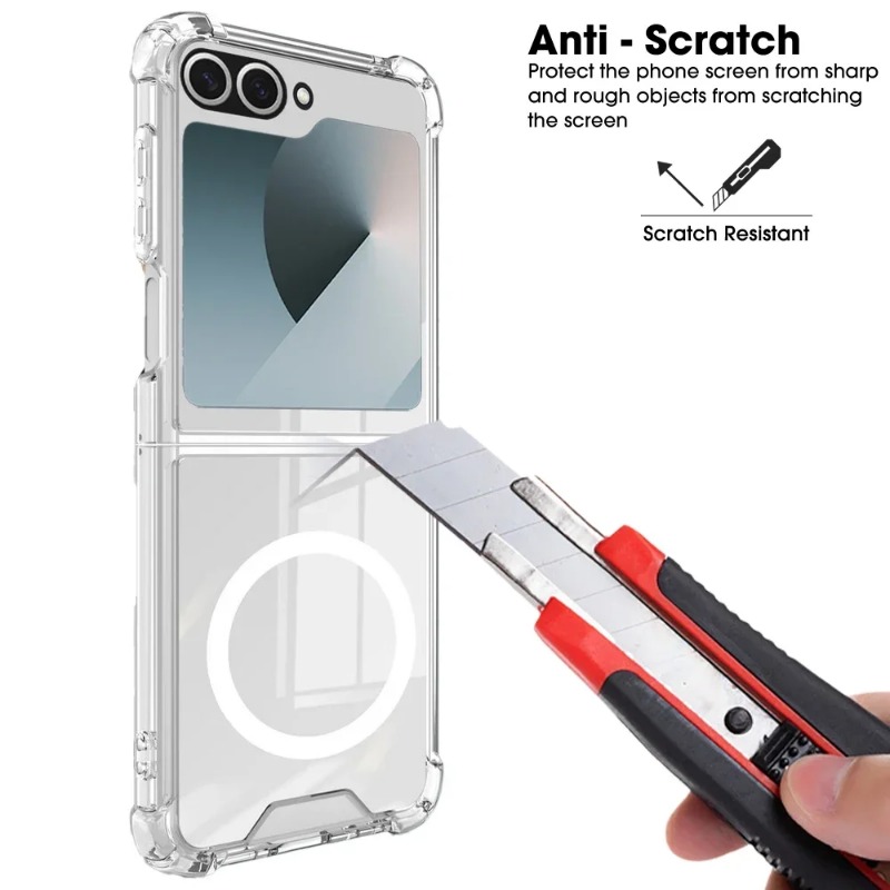 Picture of For Magsafe Wireless Charging Magnetic Case for Samsung Galaxy Z Flip 6 Clear Protective Cover for ZFlip6 Flip6 Shockproof Shell