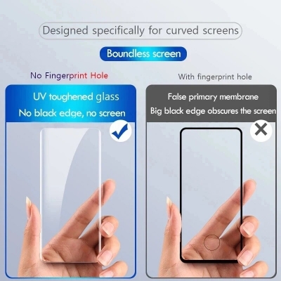 Picture of OPPO Reno 12 Pro 5G 11 10 + 8T 6 5 4 Find X5 X3 X2 X Plus UV Liquid Glue Nano Optics Full Curved Tempered Glass Screen Protector