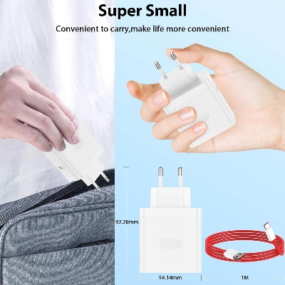 Picture of 80W EU Super Fast Wall Charger For OnePlus 9RT 10 11 12 Nord CE 2 3 Lite OPPO realme 10 GT NEO 2 3 Type C USB Warp Charge Cable