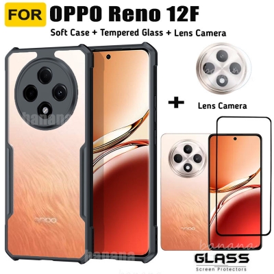 Picture of For Reno 12F Acrylic Anti Drop Phone Case OPPO Reno 12f Tempered Glass Screen Protector Film