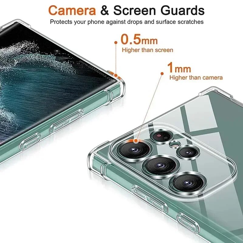 Picture of Samsung Galaxy S25 S24 S23 S22 Ultra Plus S24FE S23FE S24+ S23+ S25Ultra 5G Clear Soft TPU Case Four Corners Shockproof Yellowing-Resistant Ultrathin Transparent Silicone Back Cover