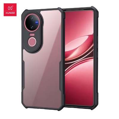 Picture of for vivo v50 5g Cover | Camera Protection Shockproof Bumper-Edge | Acrylic Crystal Clear 360 Degree Protection TPU+PC | Transparent Eagle Back Case Cover (Black)
