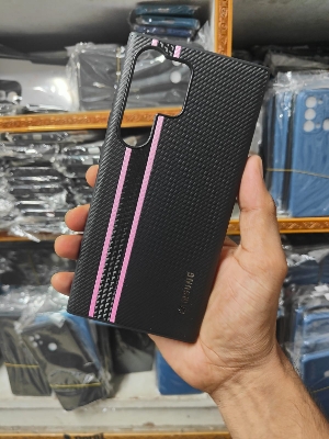 Picture of For Samsung Galaxy S24 Ultra Case Leather Foldable Ultrathin Hard PC Carbon Fiber Cover All-Inclusive Protection