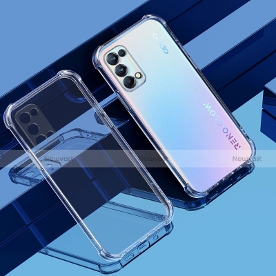 Picture of Oppo Reno 4 4G Camera Protection Premium Silicone Case Crystal Clear Soft TPU Ultra-Thin Transparent Flexible Protective Mobile Phone Back Cover oppo reno 4