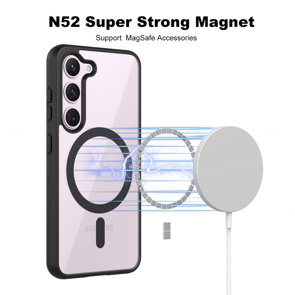 Picture of For Samsung Galaxy A16/Samsung Galaxy A54/Samsung Galaxy A55/Samsung Galaxy A15/Samsung Galaxy A25/Samsung Galaxy S24/Samsung Galaxy S24FE/Samsung Galaxy S25/Samsung Galaxy S23/Samsung Galaxy S23FE Mobile Cover MagSafe Compatible Shockproof Transparent Sl
