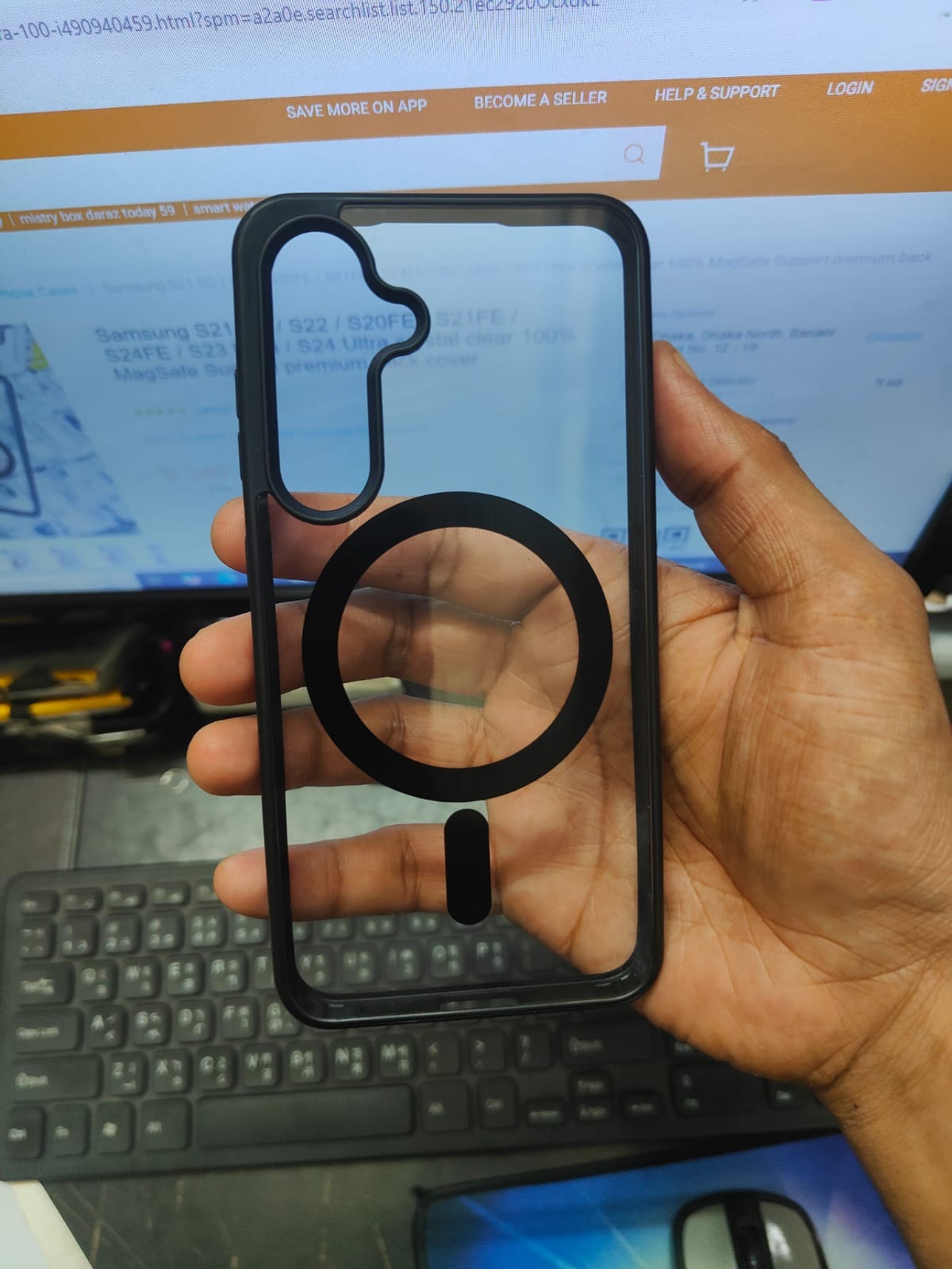 Picture of For Samsung Galaxy A16/Samsung Galaxy A54/Samsung Galaxy A55/Samsung Galaxy A15/Samsung Galaxy A25/Samsung Galaxy S24/Samsung Galaxy S24FE/Samsung Galaxy S25/Samsung Galaxy S23/Samsung Galaxy S23FE Mobile Cover MagSafe Compatible Shockproof Transparent Sl
