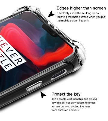 Picture of OnePlus 6 Transparent Shockproof Airbag Cover with Corner Bumps TPU Case