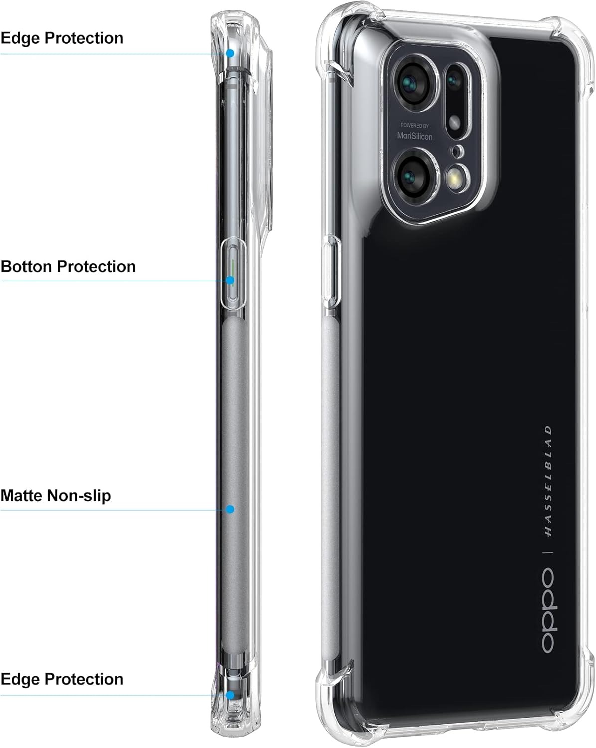 Picture of Cresee for Oppo Find X5 Pro 5G Case, with [Reinforced Corners] [Camera Protection] Crystal Clear Cover Bumper Slim Fit Shockproof Flexible TPU Phone Case for Find X5 Pro (Transparent)