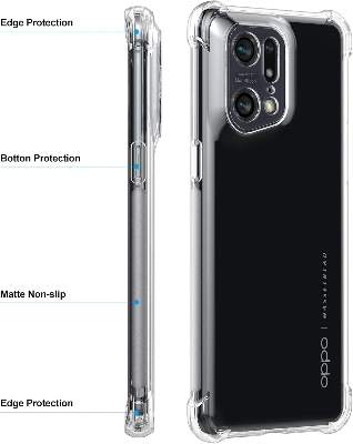 Picture of Cresee for Oppo Find X5 Pro 5G Case, with [Reinforced Corners] [Camera Protection] Crystal Clear Cover Bumper Slim Fit Shockproof Flexible TPU Phone Case for Find X5 Pro (Transparent)