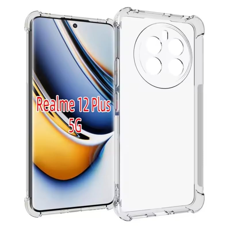 Picture of Realme 12 Plus/Realme Narzo 70 Pro/Realme Narzo 70/Realme P1 5G Premium Silicone Case Crystal Clear Soft TPU Ultra-Thin Transparent Flexible Protective Mobile Phone Back Cover