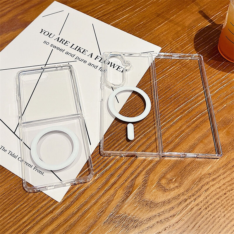 Picture of For Magsafe Magnetic Clear Case For Samsung Galaxy Z Fold 7 6 5 4 3 Z Flip 7 6 5 4 3 Wireless Charging Shockproof Cover