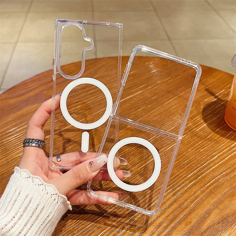 Picture of For Magsafe Magnetic Clear Case For Samsung Galaxy Z Fold 7 6 5 4 3 Z Flip 7 6 5 4 3 Wireless Charging Shockproof Cover