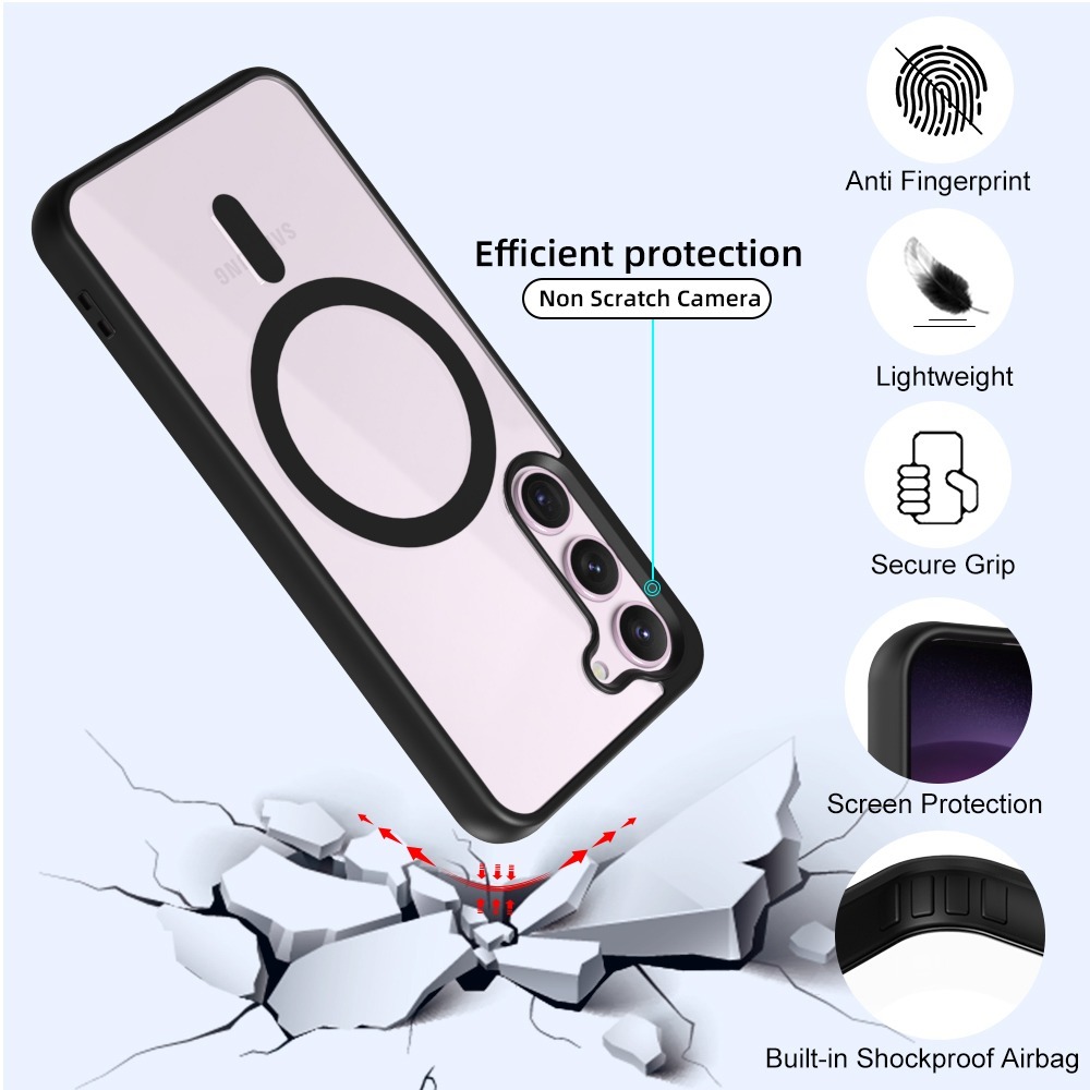 Picture of For Samsung Galaxy A15 5G/4G Mobile Cover MagSafe Compatible Shockproof Transparent Slim Fit Wireless Charging supported Frosted Border Phone Back Case Mobile Cover