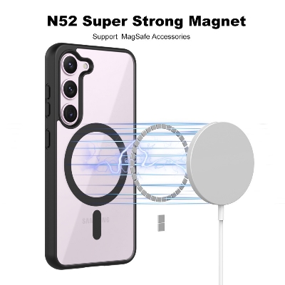 Picture of For Samsung Galaxy A25 5G /4G Mobile Cover MagSafe Compatible Shockproof Transparent Slim Fit Wireless Charging supported Frosted Border Phone Back Case Mobile Cover