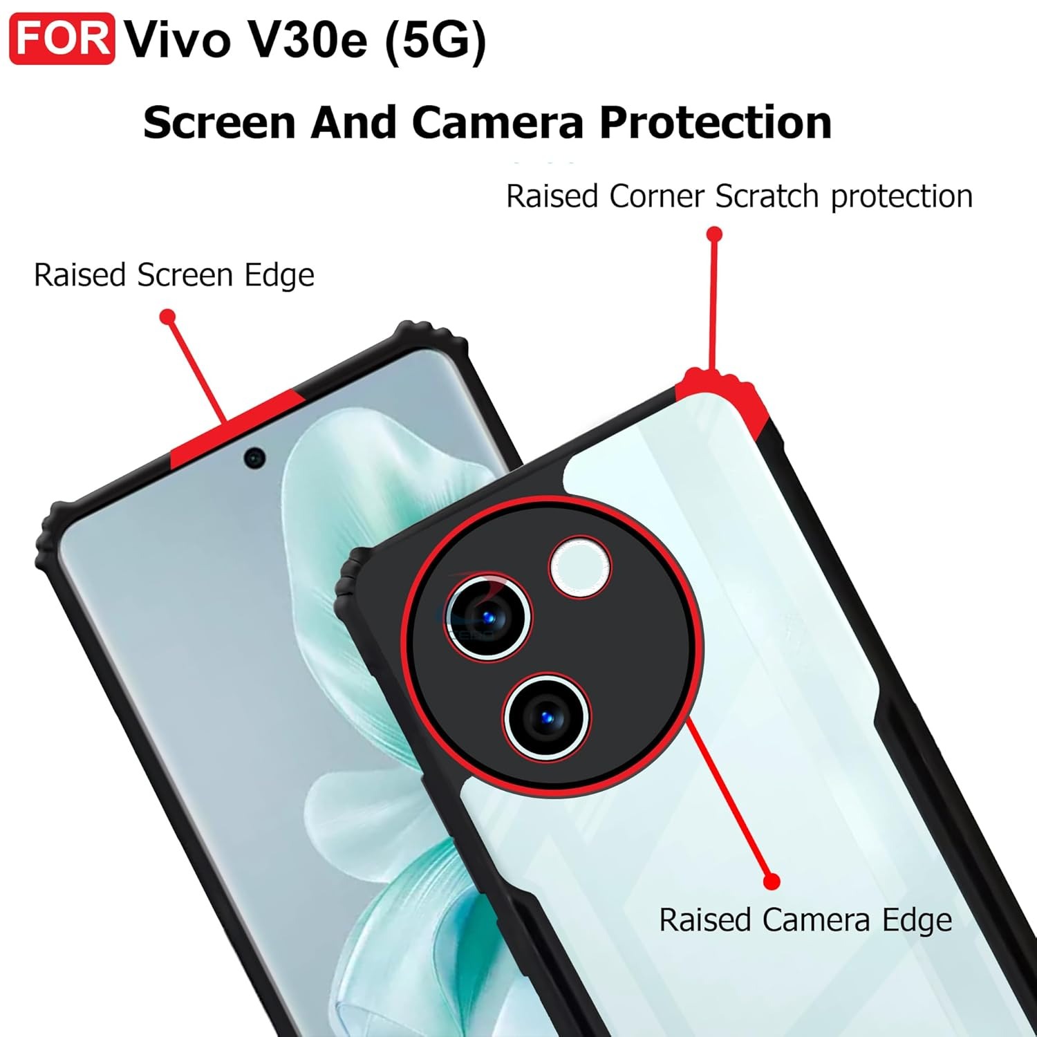 Picture of For VIVO V30e 5G Edge-Reinforced Shockproof Cushion Back Clear Hybrid Transparent Hard Cover Casing-EGL