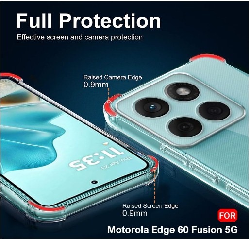 Picture of Crystal Clear Back Cover Case for Motorola Moto Edge 60 Fusion 5G | Shockproof Soft TPU Case | Cushioned Edges for Ultimate Protection Back Cover Case (TPU, Transparent)
