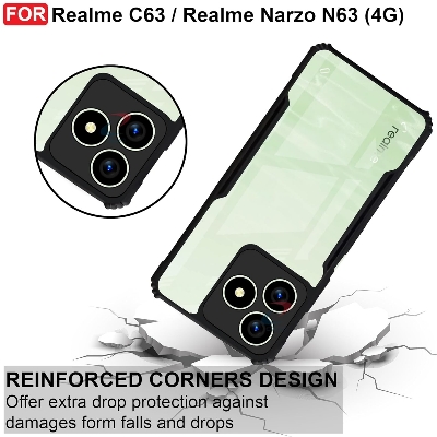 Picture of Realme C63 / Realme Narzo N63 Edge-Reinforced Shockproof Hybrid Clear Transparent Back Cover Case
