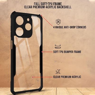 Picture of Tecno Spark Go 2024 / Infinix Smart 8 Edge-Reinforced Shockproof Cushion Back Clear Hybrid Transparent Hard Cover Casing