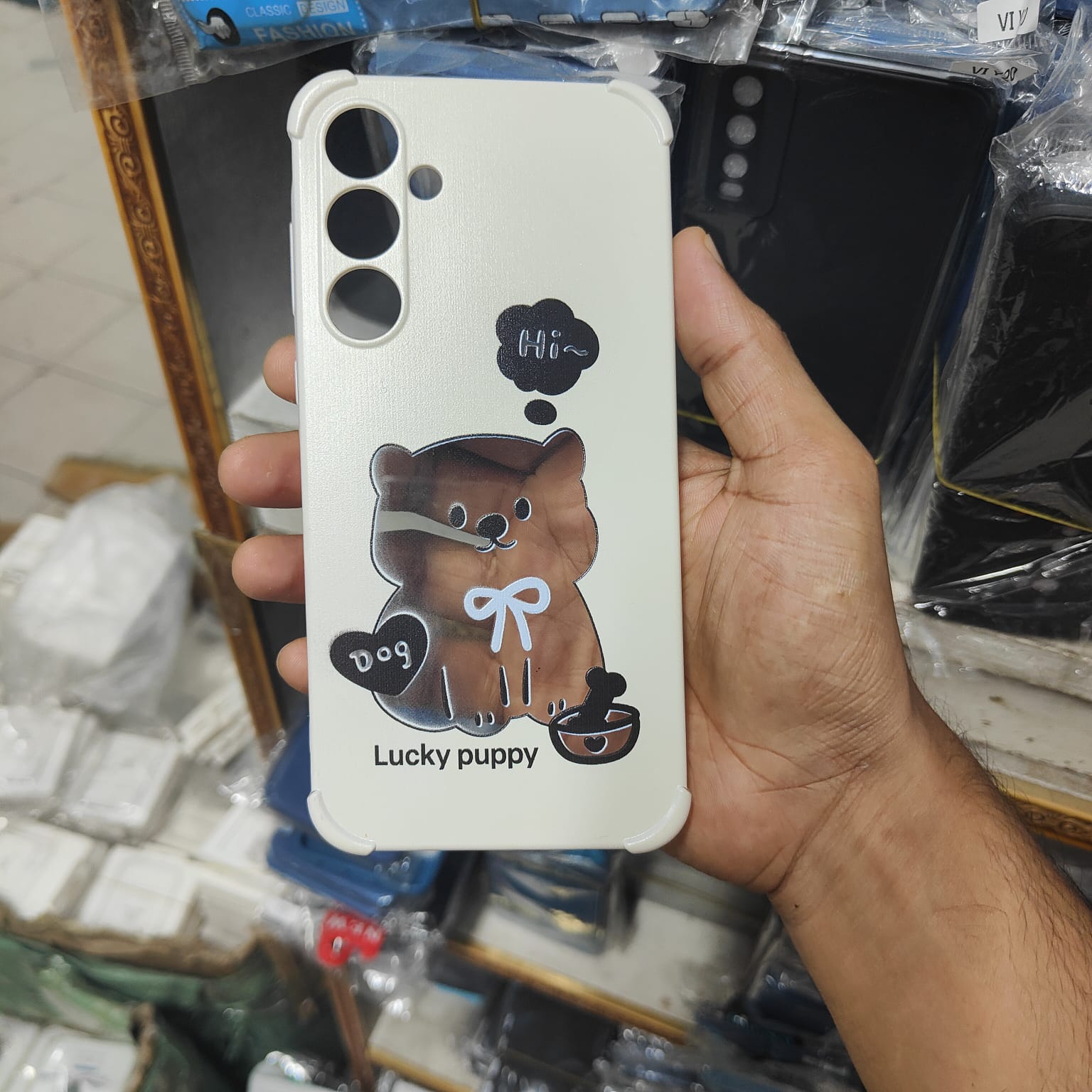 Picture of Samsung Galaxy A15 Case – Cute Dog Printed Soft Back Cover (Lucky Puppy Design)