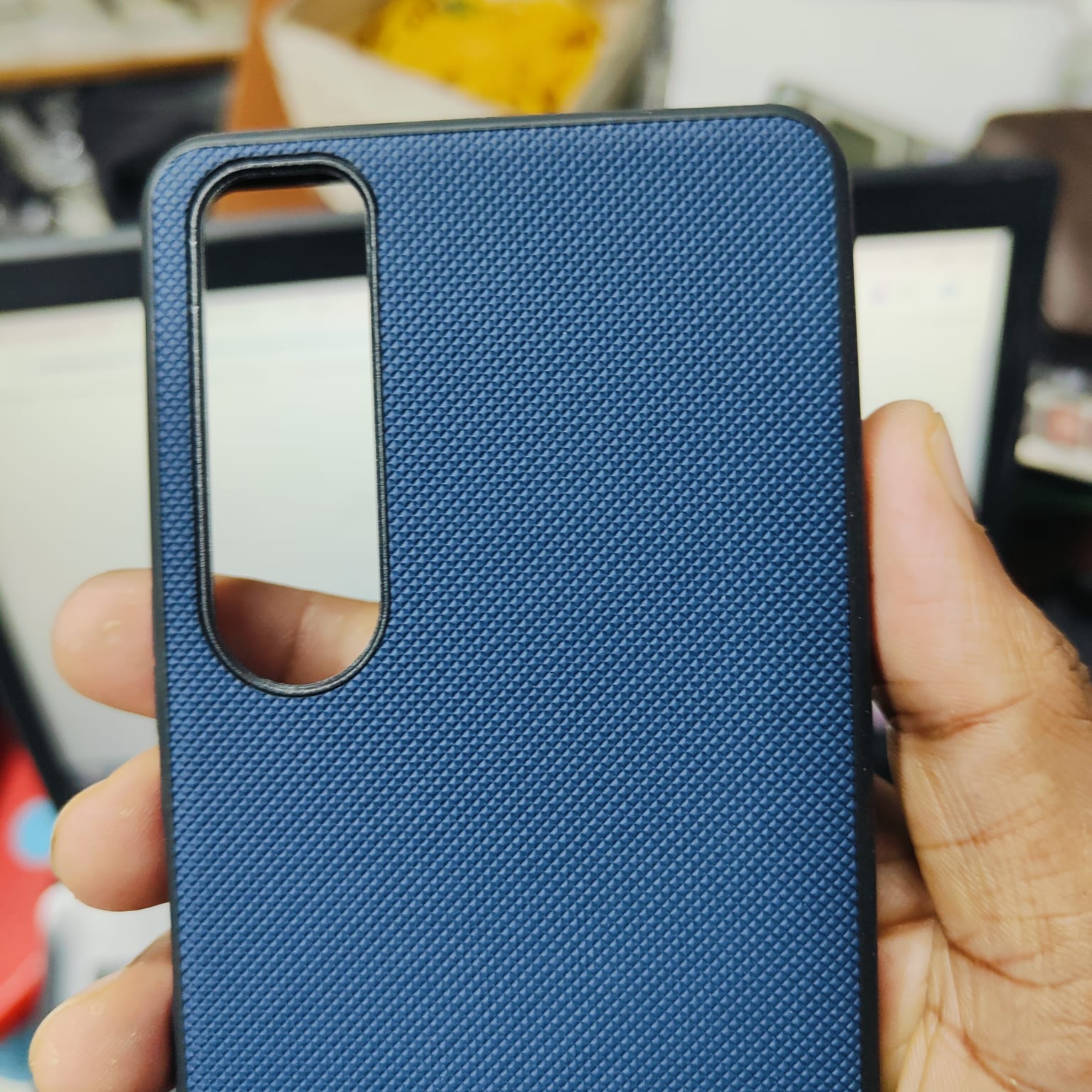 Picture of Sony Xperia 5 Mark iii Doated Texture Hard Leather Back Case Sony Xperia 5 III (Navy Blue)