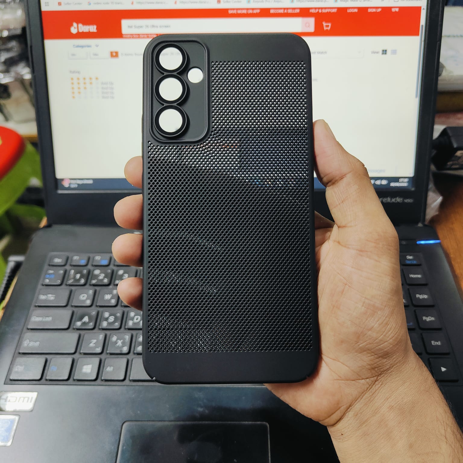 Picture of Cooling Mesh Metal Lens Protection Phone Case For Samsung Galaxy A34 Slim Cover