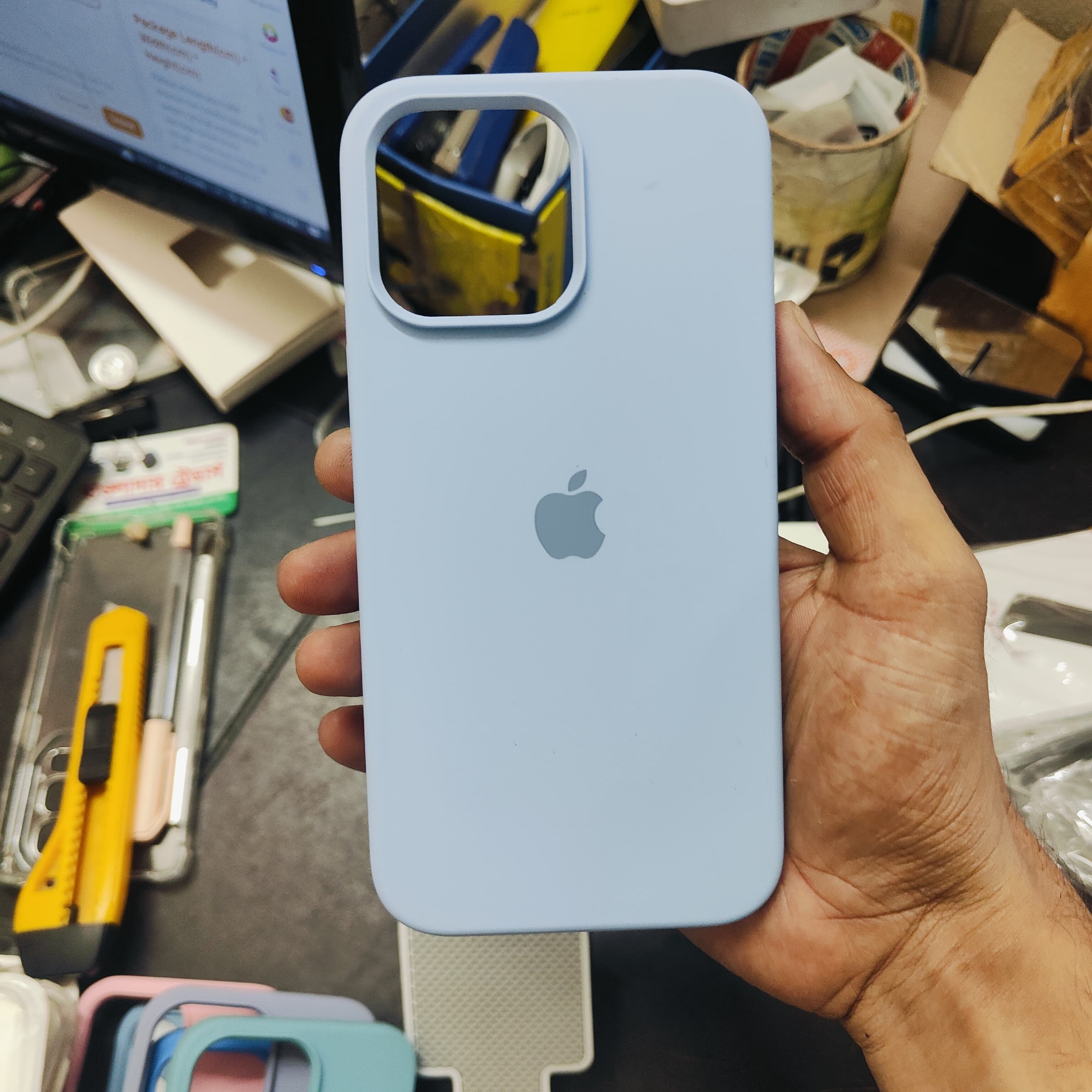 Picture of For Apple iPhone 14 Pro Max Soft Microfiber Cloth Back Full Protection Case Cover Cwith Logo Soft Silicone Rubber Phone Case