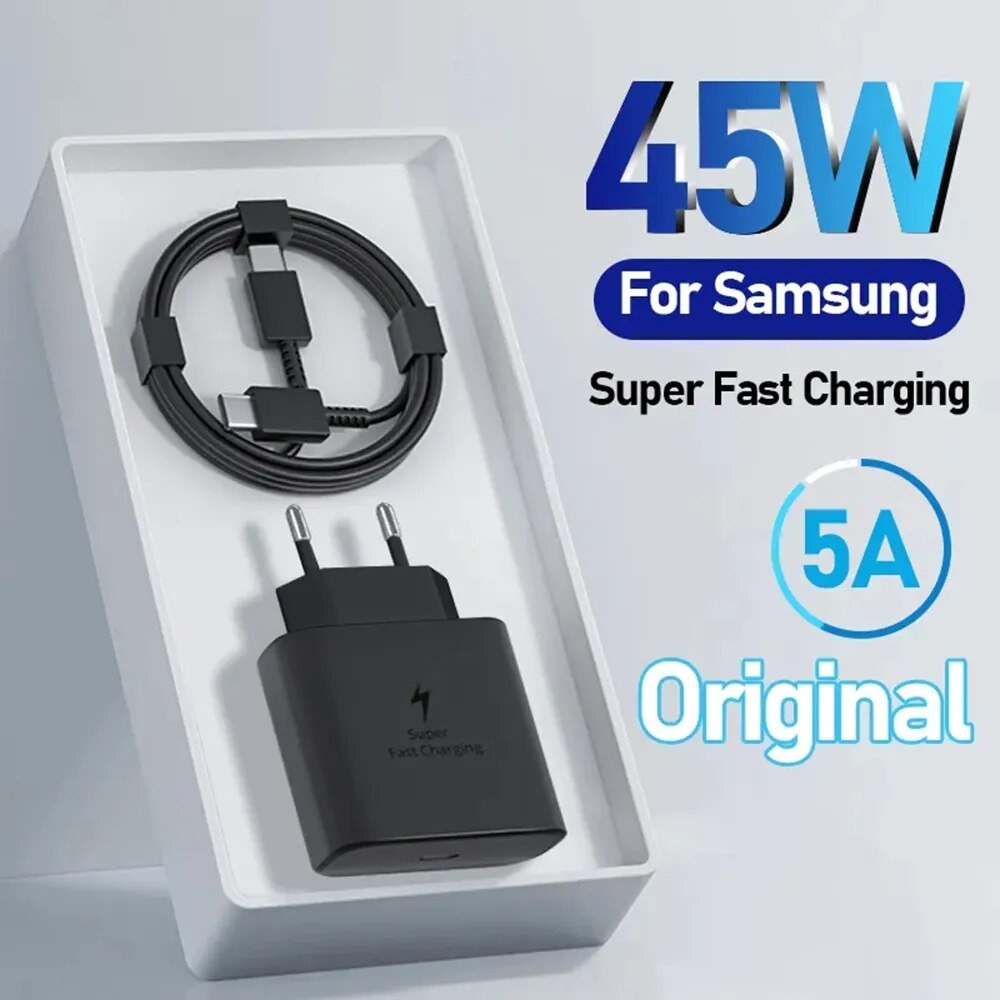 Picture of 45W PD Charger Super Fast Charge for Samsung Galaxy S24 S23 Ultra Note 10 Plus USB C Type C Cable Mobile Phone Charger Adapter