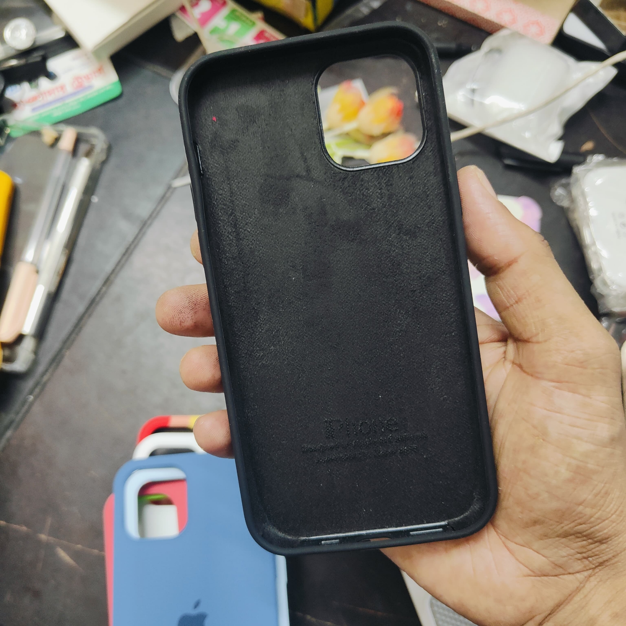 Picture of For iPhone 12/iphone 12 pro Soft Microfiber Cloth Back Full Protection Case Cover Cwith Logo Soft Silicone Rubber Phone Case