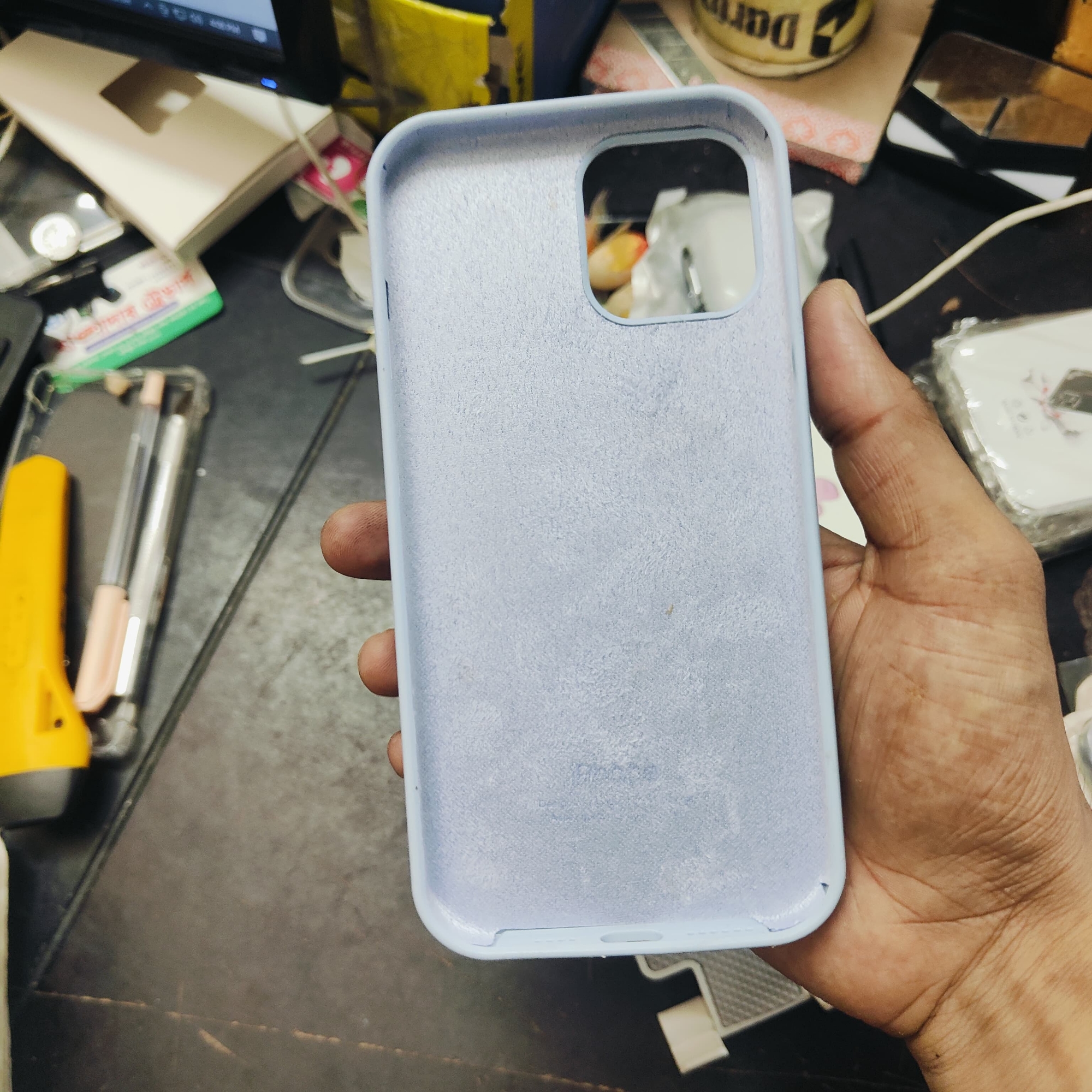 Picture of For iPhone 12 pro max Soft Microfiber Cloth Back Full Protection Case Cover Cwith Logo Soft Silicone Rubber Phone Case Apple iPhone 12 Pro Max