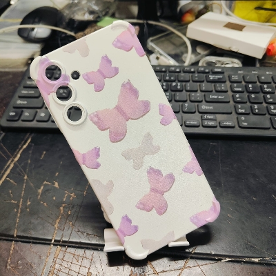 Picture of For Samsung Galaxy A16/A54/A55/A15/A25/S24/S24FE/S25/S23/S23FE/m35/m33 Soft Silicone Back Cover with 3D Pink Butterfly Design, Shockproof Protective