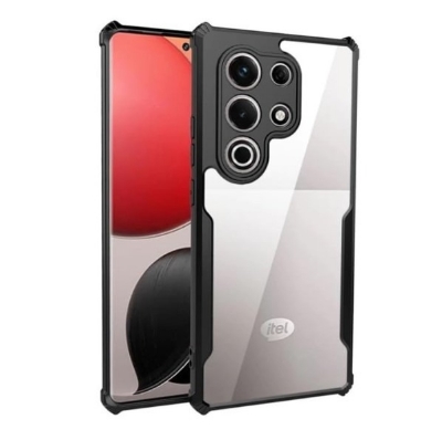 Picture of For Xundd Case itel S26 Ultra Back Cover FitSmart Transparent Heavy Duty Hybrid Ultra Slim Protective Hard PC Back + Soft TPU Back Cover for itel S26 Ultra - Black, Bumper