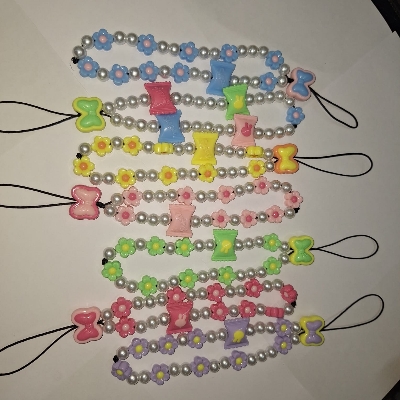 Picture of Pearl Phone Chain Beads Cellphone Lanyard Cute Bear Straps For Mobile Telephone Jewelry Accessories For Women Phonecase Ornament