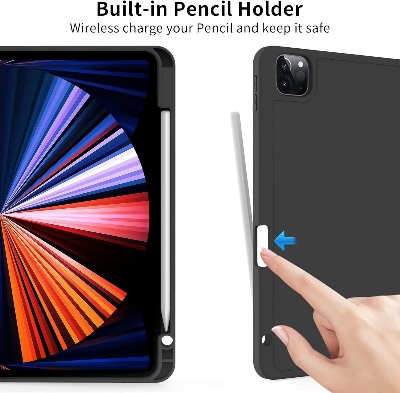 Picture of ZryXal New apple iPad Pro 11 Inch Case 2022 (4th Gen)/2021(3rd Gen)/2020(2nd Gen) with Pencil Holder,Smart iPad Case [Support Touch ID and Auto Wake/Sleep]