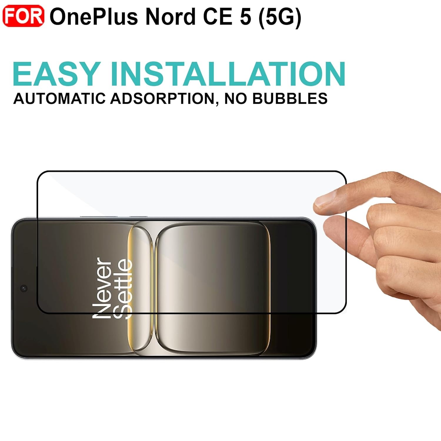 Picture of Tempered Glass for OnePlus Nord CE5 / CE 5 (5G) – Full HD Screen Protector with Edge-to-Edge Coverage, Anti-Scratch Protection & Easy Installation Kit (Black)