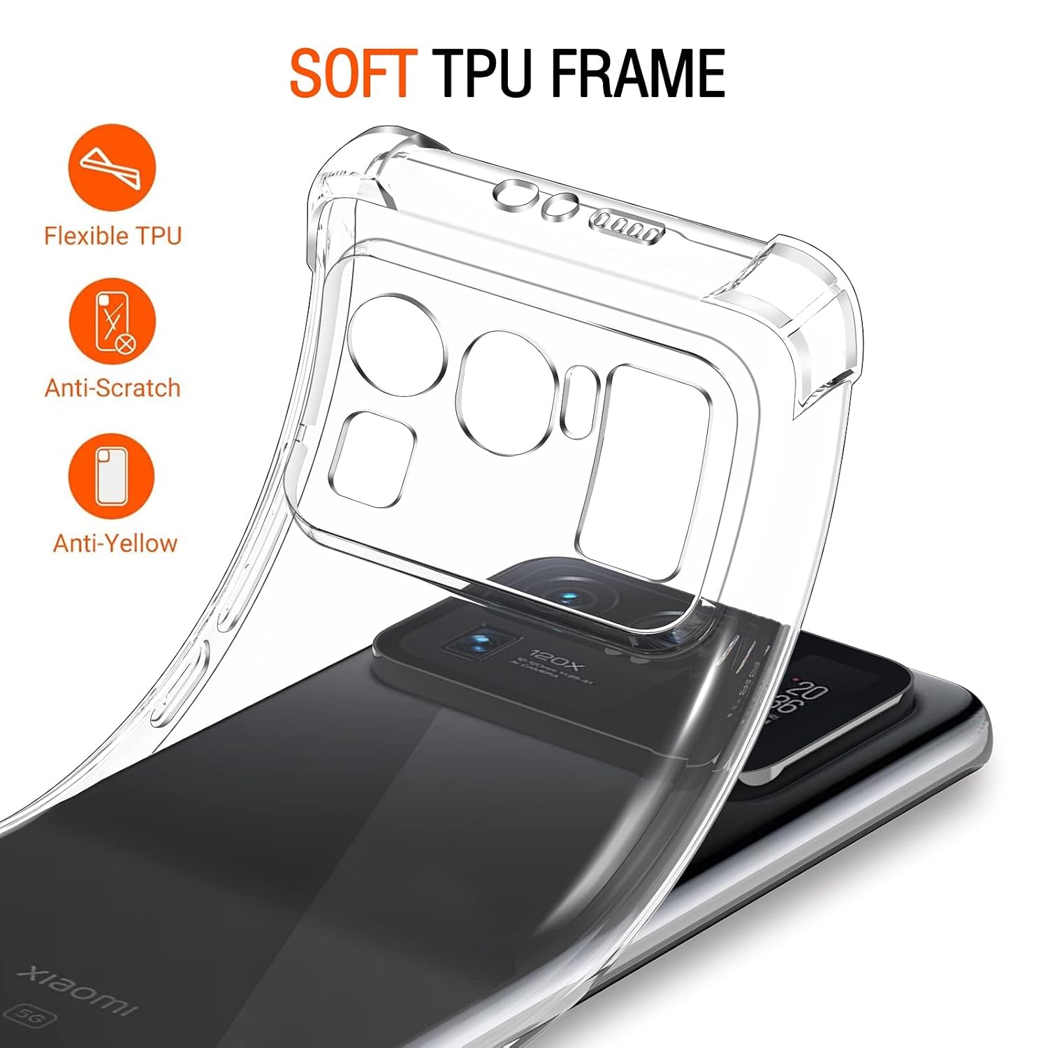 Picture of Case for Xiaomi Mi 11 Ultra, Camera Protection Soft Bumper Transparent Silicon Shockproof Slim Back Cover Case for Xiaomi Mi 11 Ultra/Xiaomi Mi 11Ultra
