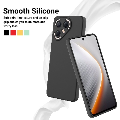 Picture of Tecno Pova 7 Pro Silicone Matte Flexible Soft Phone Case - Black - Phone Back Cover