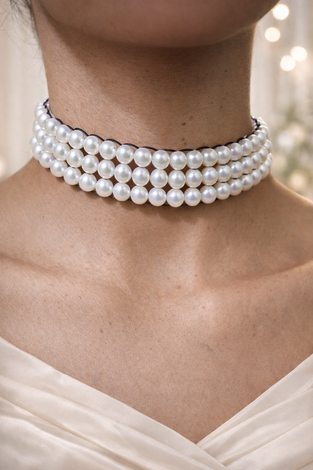 Picture of Elegant Ladies Pearl Choker Necklace