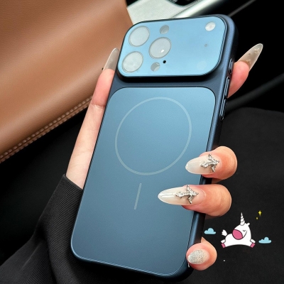 Picture of Fashion Orange Glass Case Compatible for IPhone 17 Pro Max 16 15 14 13 Pro Max Air Luxury Glass Matte Magnetic Wireless Charging Cover