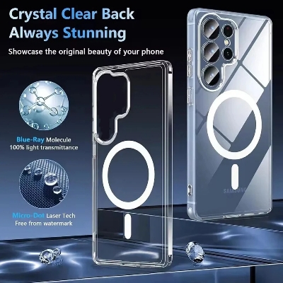 Picture of Magsafe Case Samsung S25 Ultra / S24 Ultra / S23 Ultra / S22 Ultra / S21 Ultra Back Cover Magnetic Case For Samsung Magnetic Clear Case Wireless Charging Shockproof Cover Magnetic Phone Case Compatible Back Cover