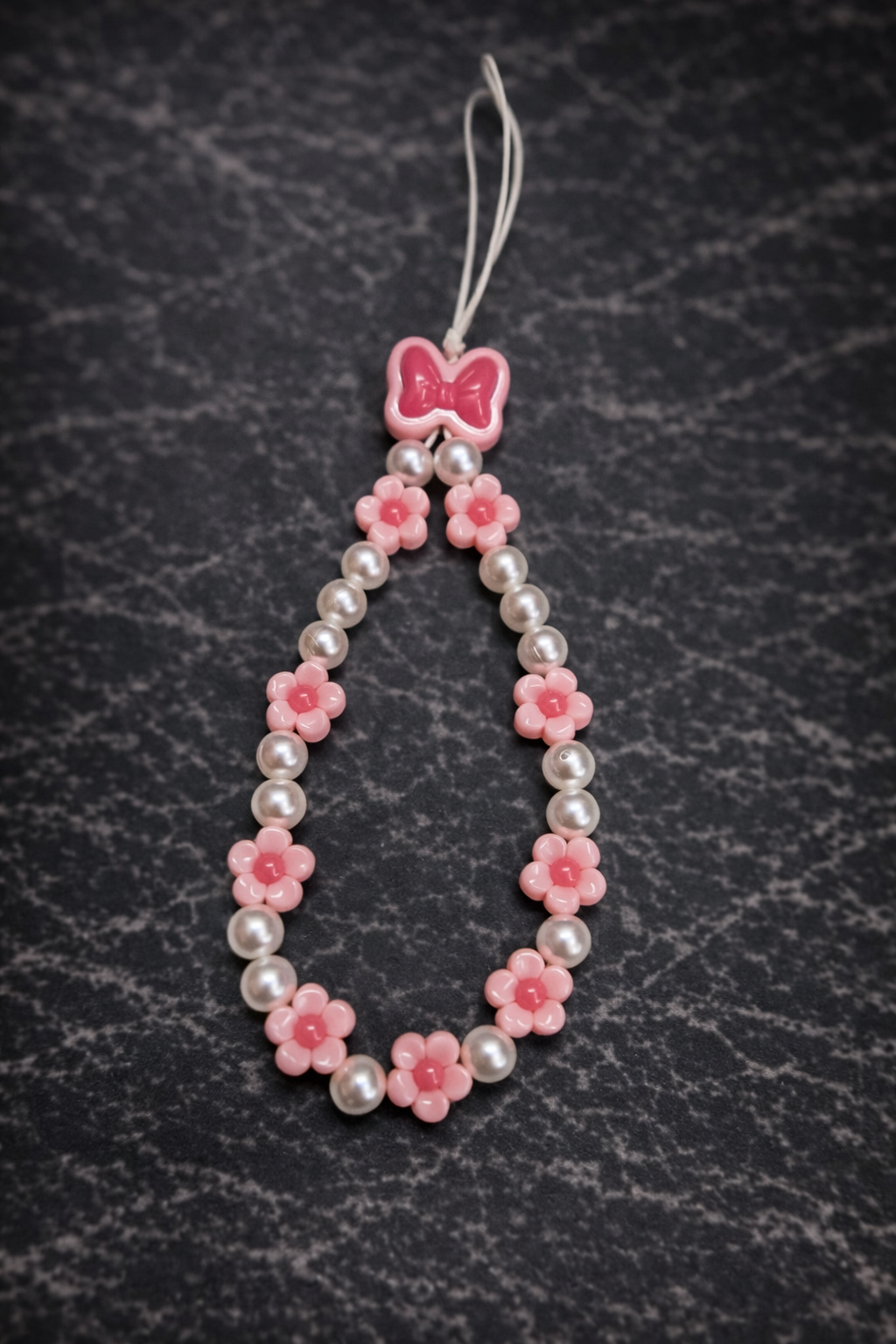 Picture of Colored bead petal Lanyard for IPhone Anti-Lost Bracelet for Samsung Mobile Phone Case Wrist Strap Car Keychain Cute Phone Charm