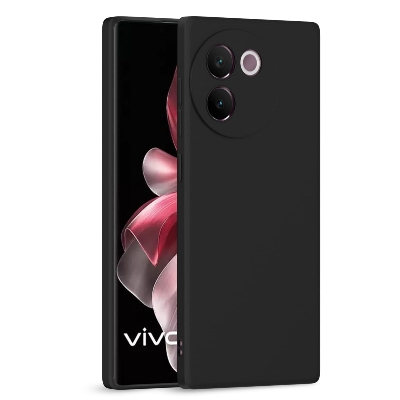 Picture of Vivo V30e 5G Back Cover Camera Protection Shockproof Soft Matte Silicone Back Case for Vivo V30e 5G (Black)