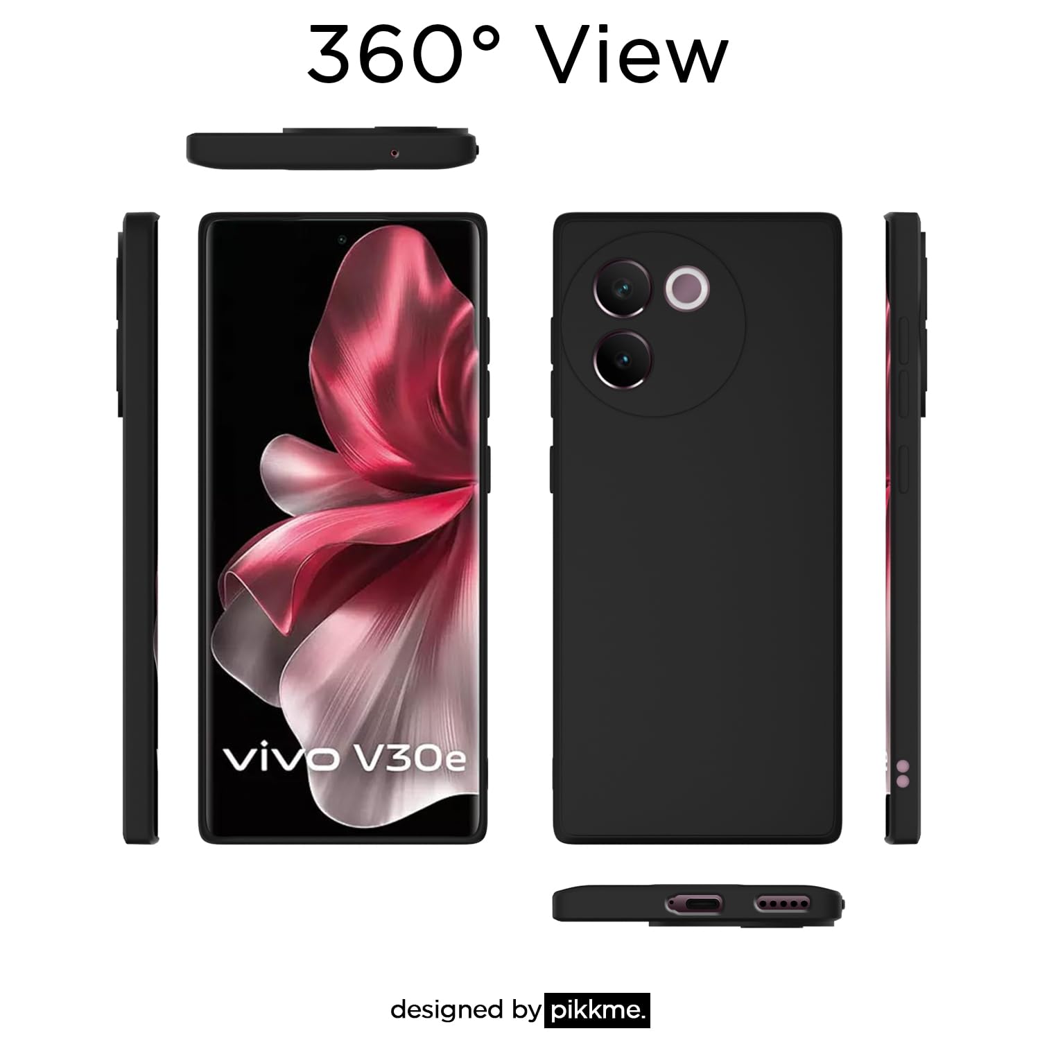 Picture of Vivo V30e 5G Back Cover Camera Protection Shockproof Soft Matte Silicone Back Case for Vivo V30e 5G (Black)