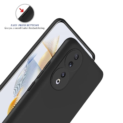 Picture of Protection Matte Finished Back Cover Case for Honor 90 5G | Rubberized TPU | Slim Thin Soft Matte Flexible Matte Touch Shockproof - Matte Black