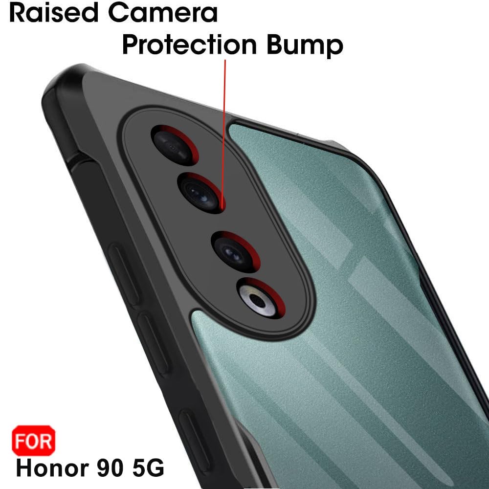 Picture of TheGiftKart Shockproof Crystal Clear Back Cover Case for Honor 90 5G | 360 Degree Protection | Protective Design | Transparent Back Cover Case for Honor 90 5G (PC & TPU, Black Bumper)