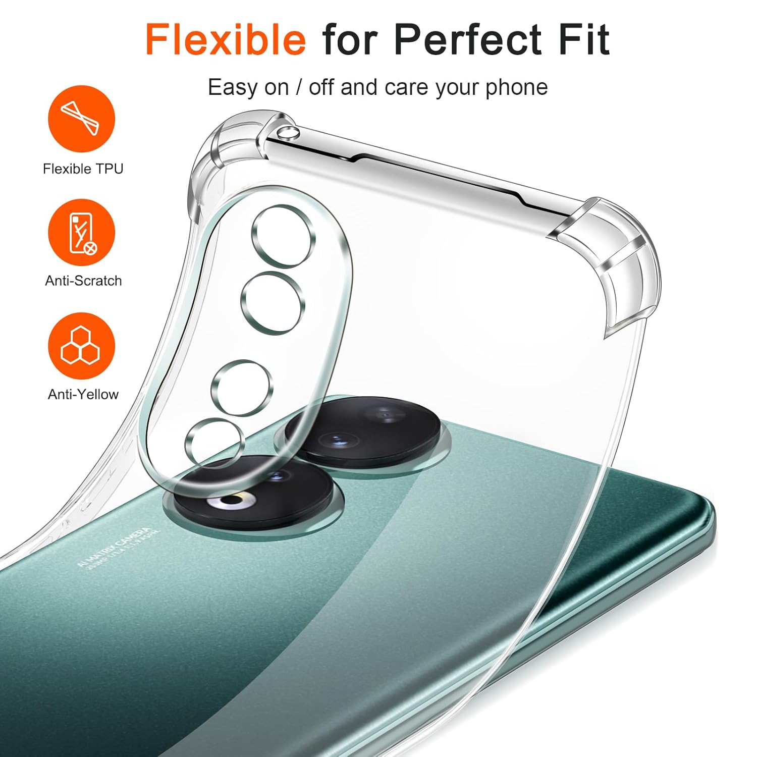 Picture of Back Cover For Honor 90 5G Perfect Fitting Hybrid Edge To Edge Bumper Protection Transparent Back Cover For Honor 90 5G - Transparent