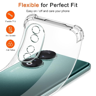 Picture of Back Cover For Honor 90 5G Perfect Fitting Hybrid Edge To Edge Bumper Protection Transparent Back Cover For Honor 90 5G - Transparent